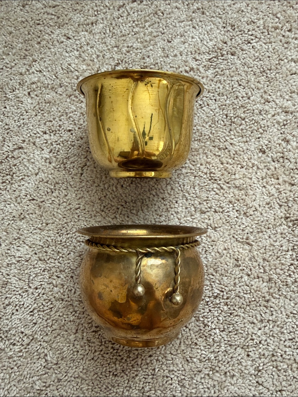 2 Small Brass Planters